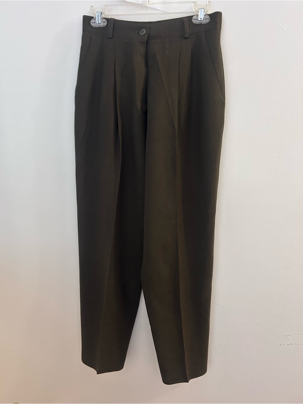 Vintage Michele Pleated Olive Green Tailored Trousers